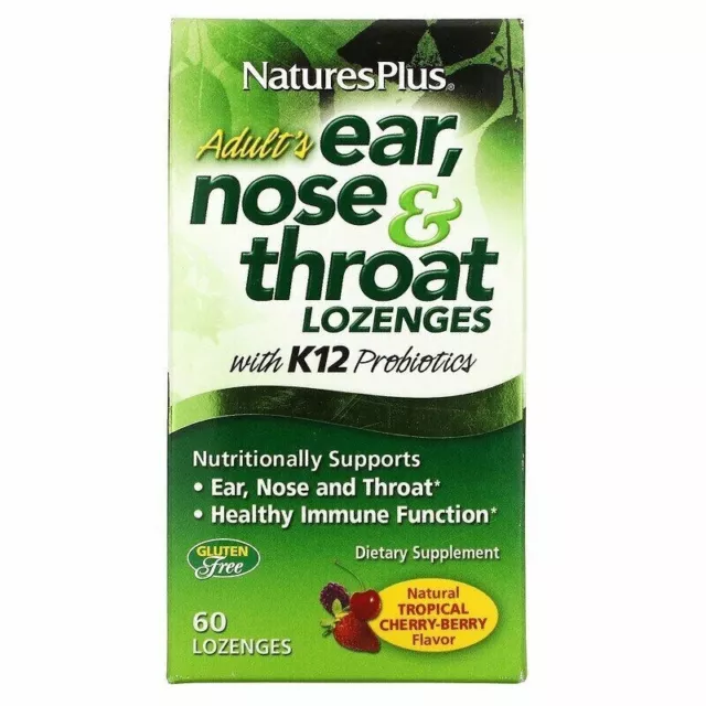 Nature's Plus, Adult's Ear, Nose & Throat Lozenges, 60 Lzg - Exp: May 2025