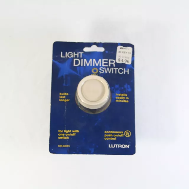 Lutron Light Dimmer Switch Push on / off 600W 120V KDR-600PS 12V 60Hz Vintage
