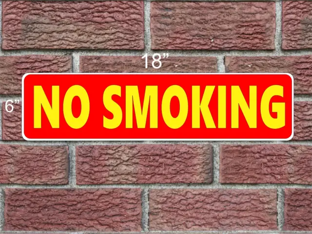 NO SMOKING 6x18 Metal Sign Red & Yellow for Gas Station Warehouse Business