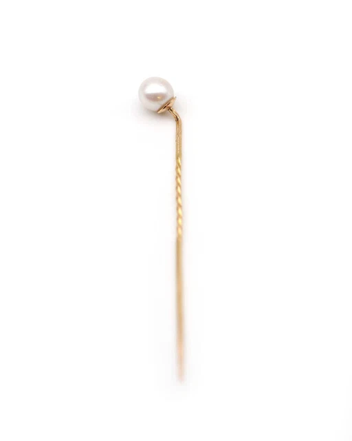 Ancienne épingle à Foulard/cravate En Or 18k Avec Perle - Poinçon Tête De Cheval, Très Bon état