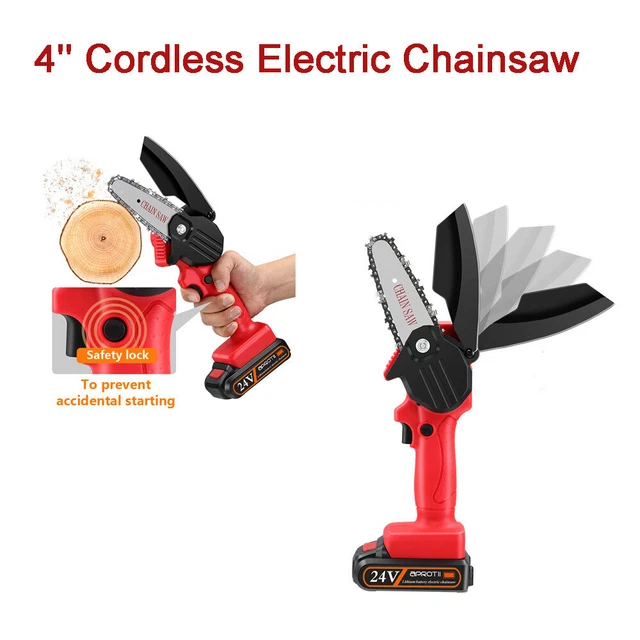 Chainsaw Mini 4 Inch Electric Chain Saw Wood Garden Branch Tree Cutting Shears