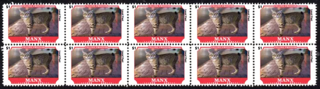 Manx Feline Friends Cat Breeds Strip Of 10 Mint Stamps #2