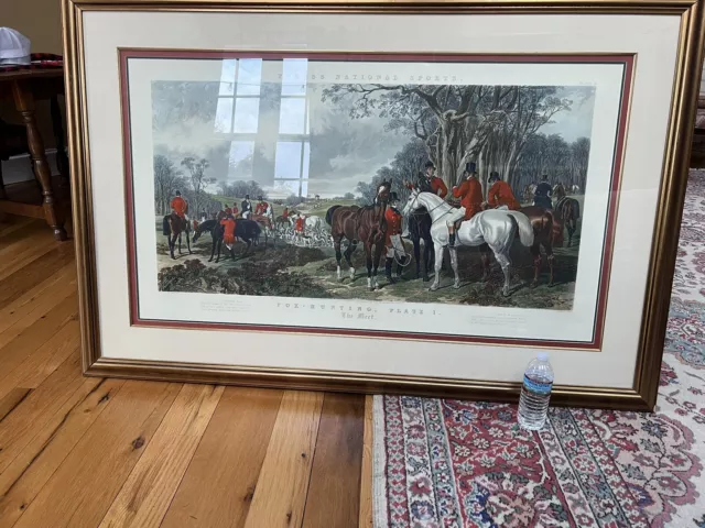 Fore’s National Sports Fox Hunting Antique Print Lithograph Large 59” X 40” Fore’s National Sports Fox Hunting Antique Print Lithograph Large 59” X 40”