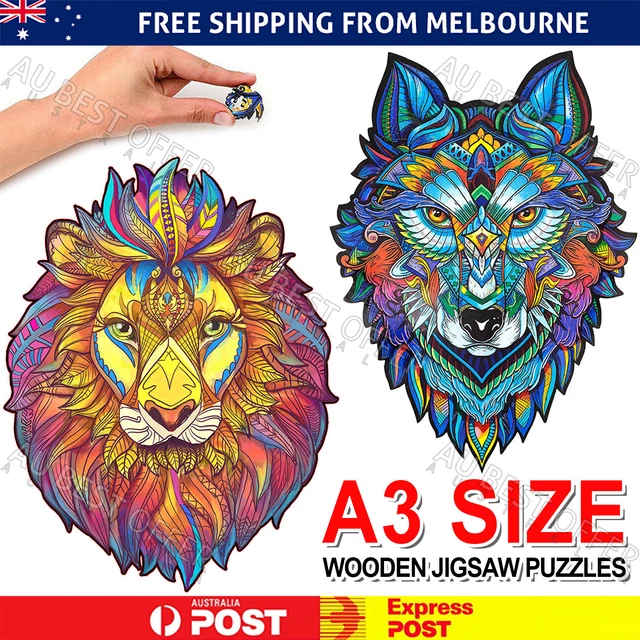 A3 Wooden Jigsaw Puzzles Unique Animal Shape Adult Kid Child Toy Gift Home AU