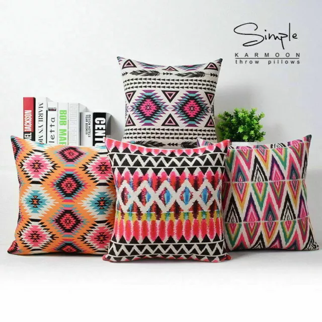 18"*18" Abstract Cotton Linen Pillow Case Cushion Cover Aztec Bohemia Geometric