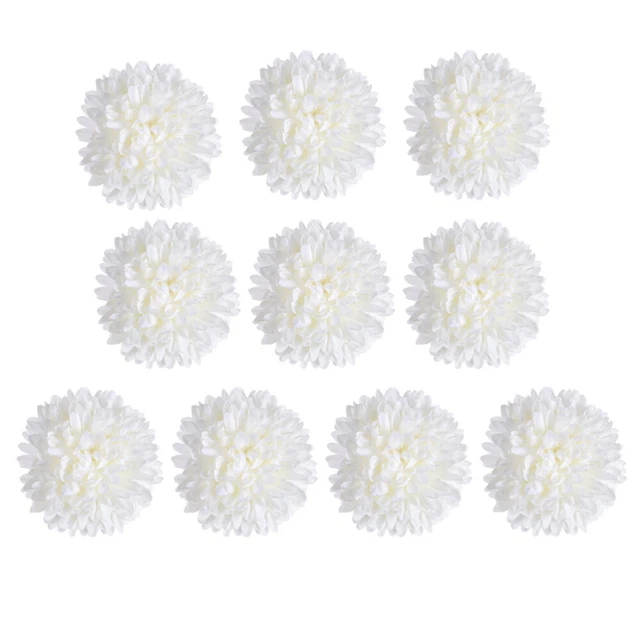 10 Pcs Blanche Habit En Soie Melaleuca Artificiel Mariée Têtes De Chrysanthème