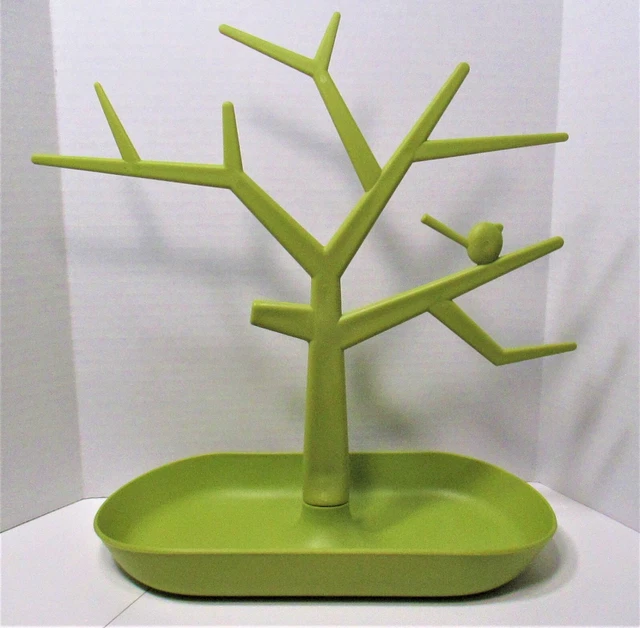 Tree Shaped Jewelry Display W/Tray Green