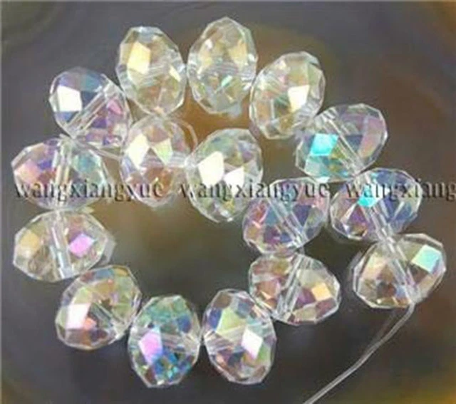 50pc 10x12mm White AB Crystal Gemstone Abacus Loose Beads
