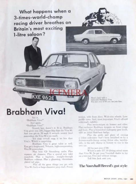 Vauxhall BRABHAM VIVA 1-Litre Twin-Carb, Original 1968 Motor Car Advert: 660-166