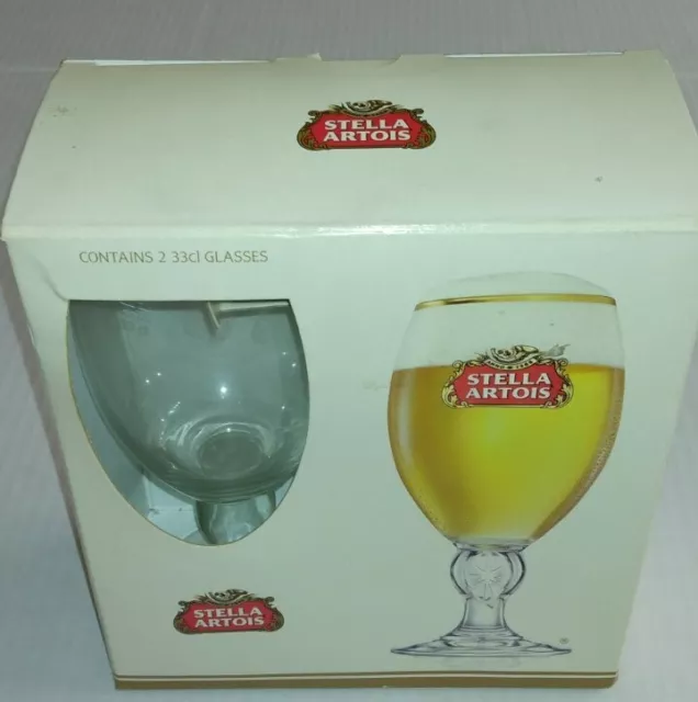 *NOS* 2 Stella Artois 33cl Chalices In Original Box From 2011 By Boelter Brands 2