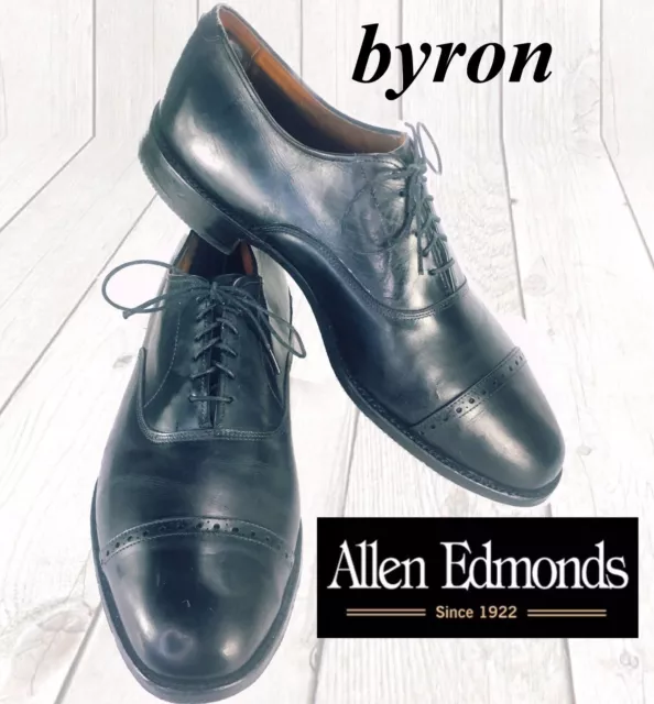 Allen Edmonds 11.5 C Byron Black Leather Cap Toe Oxfords Derby USA Dress Shoes