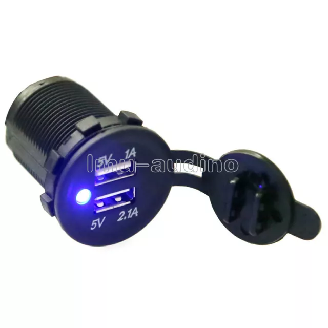 Dual USB Port Car Charger Power Adapter 12-24V Splitter Cigarette Lighter Socket