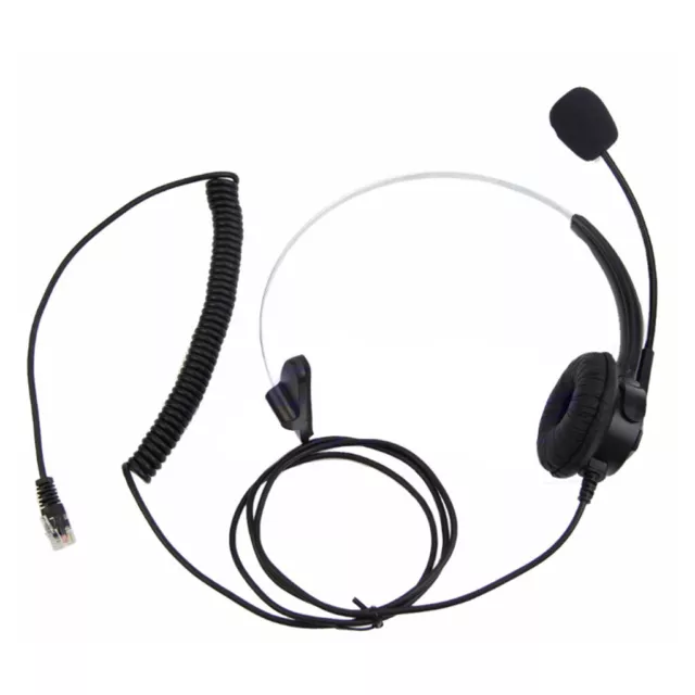 4-Pin RJ11 Monaural Corded Call Center Telephone Headset Headphone BK