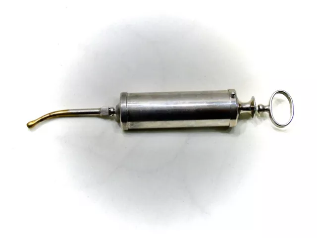 antike Spritze altes Klistier aus Messing vernickelt 30er Top RAR -Dachbodenfund