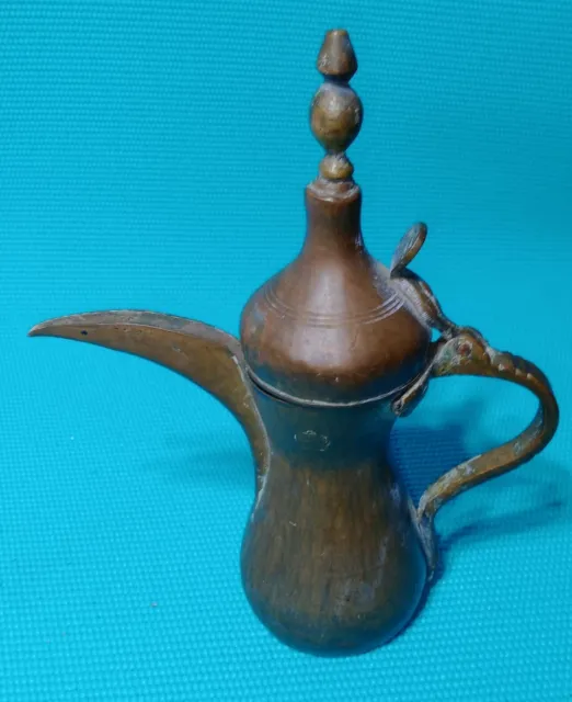 Antique Islamic Middle East Arabic Dallah Copper Brass Tea Coffee Pot w/ Mark