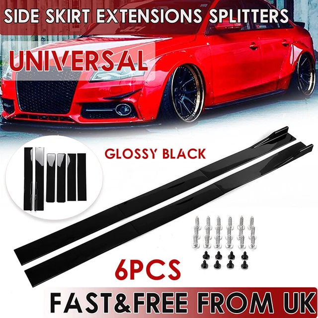 Unique Bargains Car Side Skirt 48cm/18.9in Exterior Rocker Splitter Diffuser Kit Universal Black Carbon Fiber Pattern