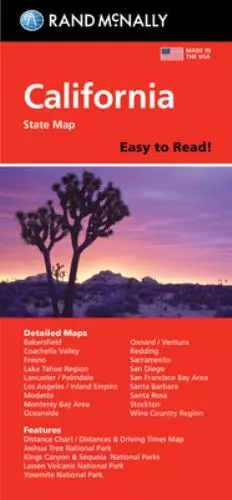 Rand McNally State Map California Easy to Read Made in the USA Foldable