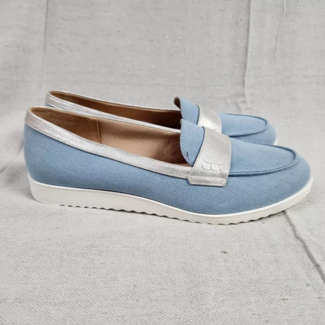 LifeStride Loafers Womens Size 10 W Blue Canvas Velocity 2.0 ZEE Slip On Flats