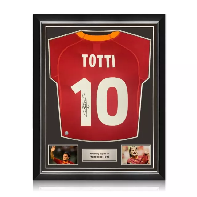 Maillot Scudetto AS Roma 2000-01 signé par Francesco Totti. Cadre supérieur