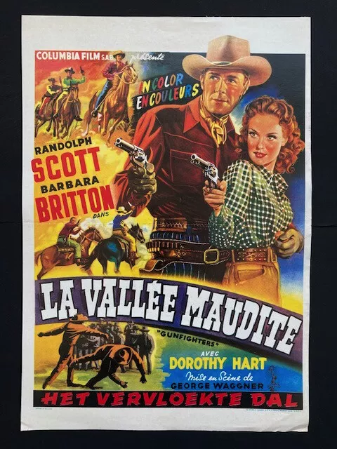 La Vallée maudite - western avec Randolph Scott - affichette  30 x 40 cm