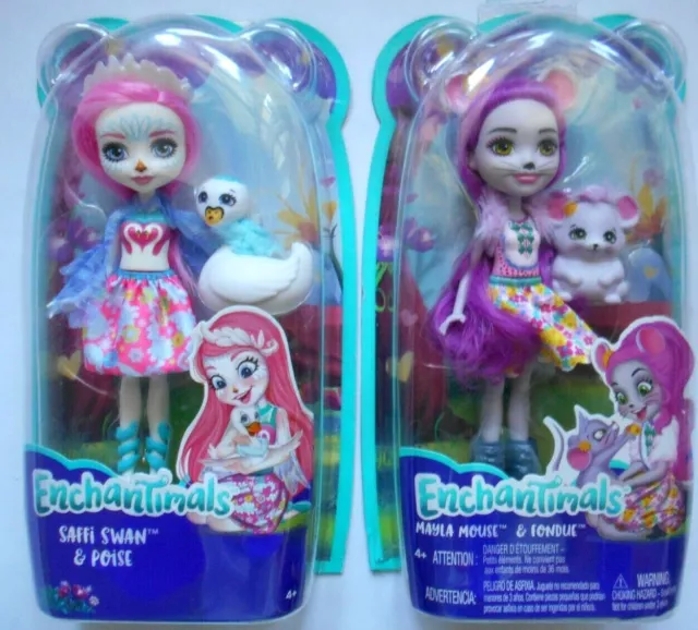 Lotto Mattel 2 Dolls Enchantimals Mayla Souris + Saffi Swan Mattel #E2