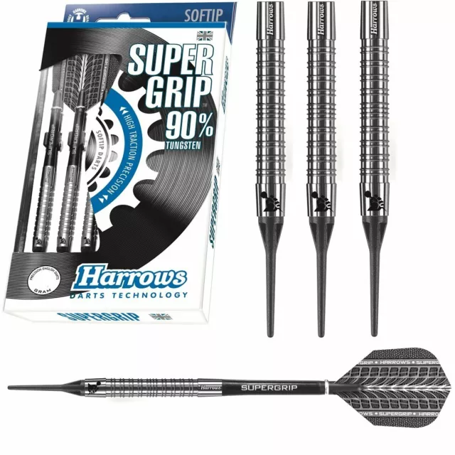 Harrows Supergrip 90% Tungsten Soft Tip Darts - Choose from 16g 18g or 20g