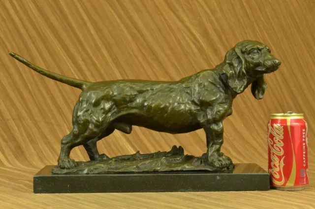 Art Déco Bronze Sculpture Statue Basset Bloodhound Chien Sleuth Œuvre Solde