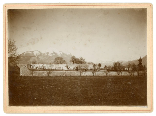 PHOTO, 1893 La Roche Sur Foron Cemetery & Mountain View