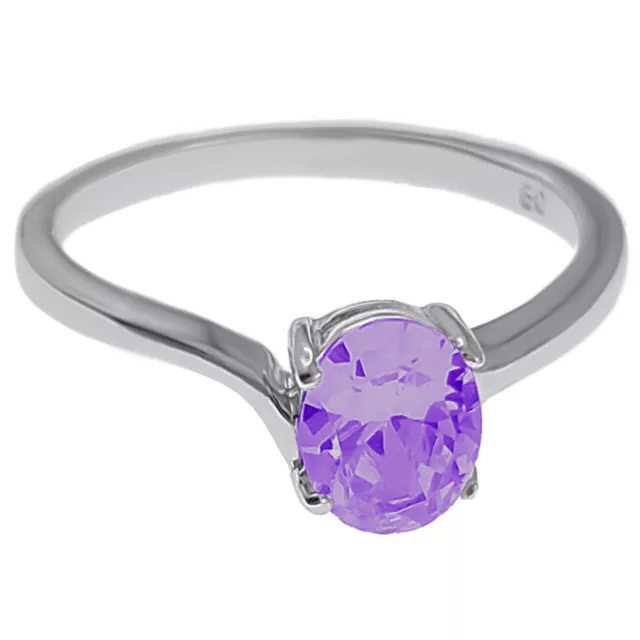 BAGUE solitaire Femme en ARGENT 925 rhodié et Zirconium violet- TAILLE 58 DISPO