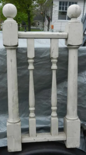 Vintage Narrow White Double Wooden Posts with Balusters 18" W x 34" Tall Finials