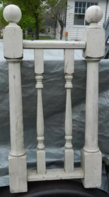 Vintage Narrow White Double Wooden Posts with Balusters 18" W x 34" Tall Finials