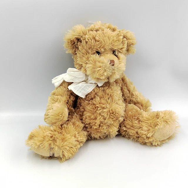 Peluche ours beige marron écharpe blanche BUKOWSKI - 29527