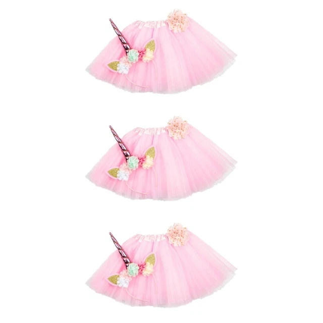 3 set Fashion Bambini Tutu Abito Abito Fascia Set Unicorno Copricapo Tutu Gonna