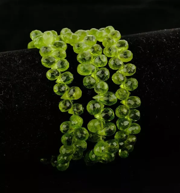 Perline sciolte di peridoto naturale sfaccettato a forma di goccia, filo da... 2