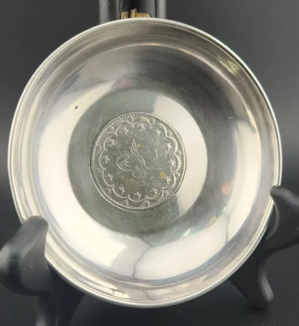 Antique Ottoman Turkish Silver Coin Bowl/ Ashtray 71.4 grams #2287