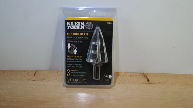 Klein Tools KTSB15 Step Drill Bit #15   7/8", 1-1/8", 1-3/8"