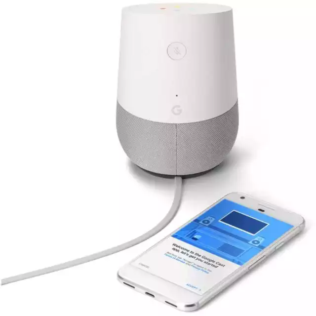 GOOGLE HOME flambant neuf - haut-parleur à commande vocale Google Assistant, blanc/ardoise 3