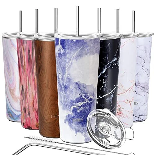THILY Stainless Steel Vacuum Insulated Tumbler Travel Mug 26 oz Coffee Cup wi...
