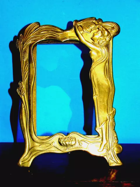 Vintage Brass Picture Photo Frame Art Nouveau with Stand Fits 3 3/4"x 5 1/2"
