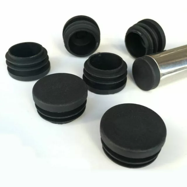 Round Plastic Black Blanking End Cap Caps Tube Pipe Inserts Plug Bung 12~100mm 3