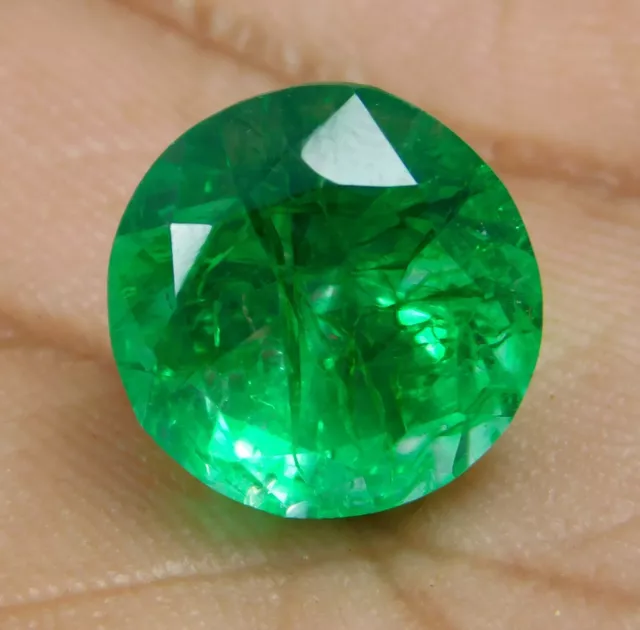 6.80 Ct Beautiful Round Cut Natural Colombian Emerald Loose Gemstone (A)