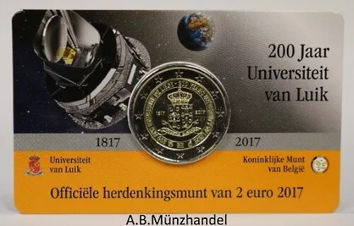 Belgien 2017 Coincard 2 Euro Gedenkmünze - Universität Lüttich / Liege flämisch