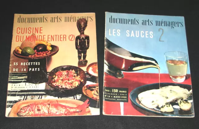 2 REVUES DOCUMENTS ARTS MENAGERS N° 14 et 29 CUISINE GASTRONOMIE 1959 et 1961