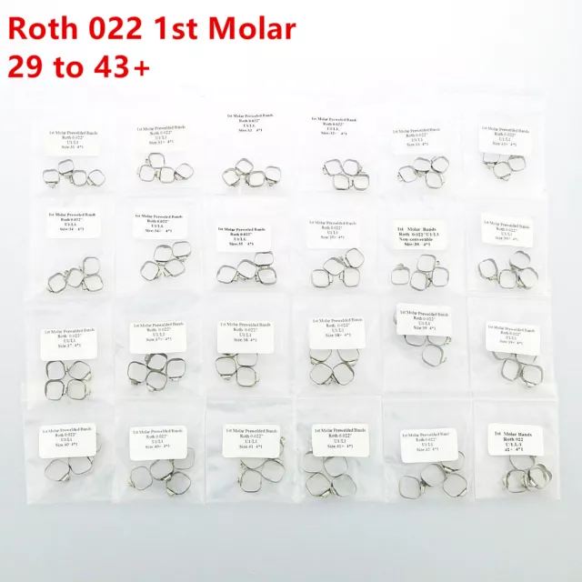 10 Kits Dental Ortho Prewelded Bands Buccal Tubes Roth 022 1st Molar 29 to 43+