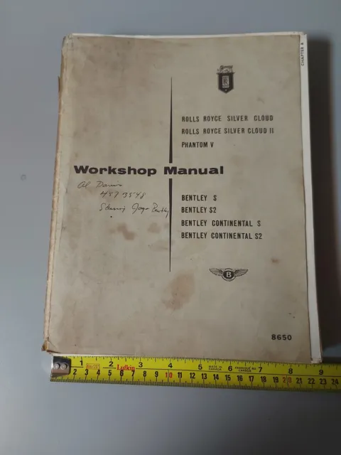 Rolls Royce Motors Silver Cloud Bentley Workshop Manual Vintage 1964 Book