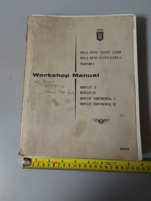 Rolls Royce Motors Silver Cloud Bentley Workshop Manual Vintage 1964 Book Rolls Royce Motors Silver Cloud Bentley Workshop Manual Vintage 1964 Book