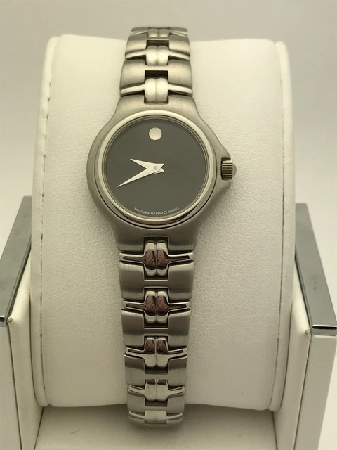 Movado Ladies Museum Black Dial Stainless Steel Bracelet Watch 0602753