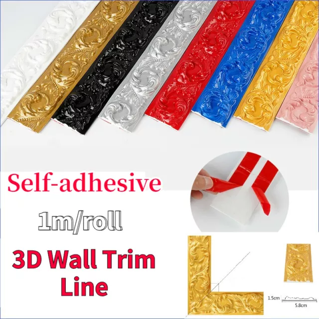 3D ENCHASED WAND Rand Linie Streifen Selbstklebend Sockelleiste Bordüre  Taille EUR 43,54 - PicClick DE