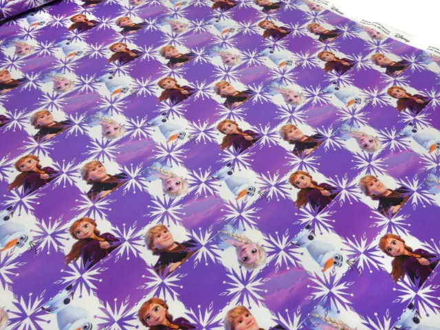 Stoff Baumwolle Jersey Disney Eiskönigin Frozen Anna Elsa Olaf lila weiß bunt 2