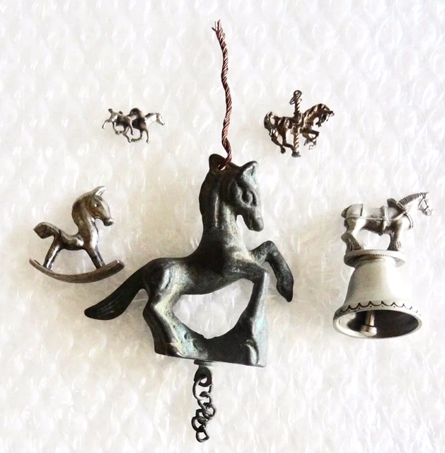 hORSE LOT ROCKING BELL MARE FOAL CHARM MERRY GO ROUND PENDANT CHIME TOP neocurio